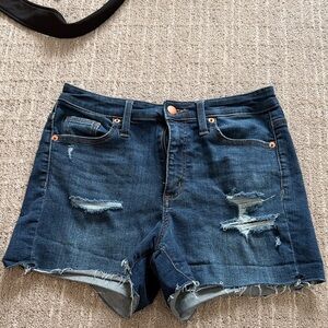 Universal Thread Dark Blue Distressed Denim Shorts